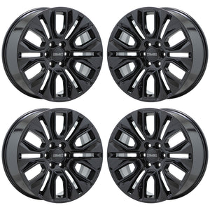 22" GMC Sierra Denali 1500 Yukon Black Wheels Rims Factory OEM Set 5943