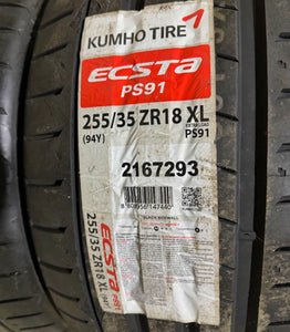 2553518 255/35ZR18 - 94Y Kumho Ecsta PS91 tires pair (2) 9.8/32